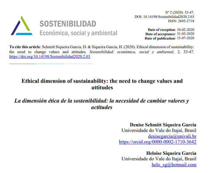 Ethical dimension of sustainability: the need to change values and attitudes